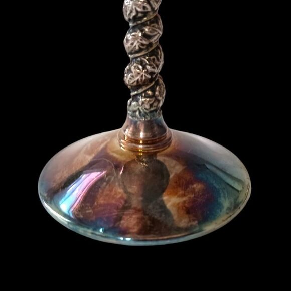 Valero Silver Plate Champagne Goblet Sherbet Dish Grapevine Stem PATINA Vintage. - Picture 10 of 16